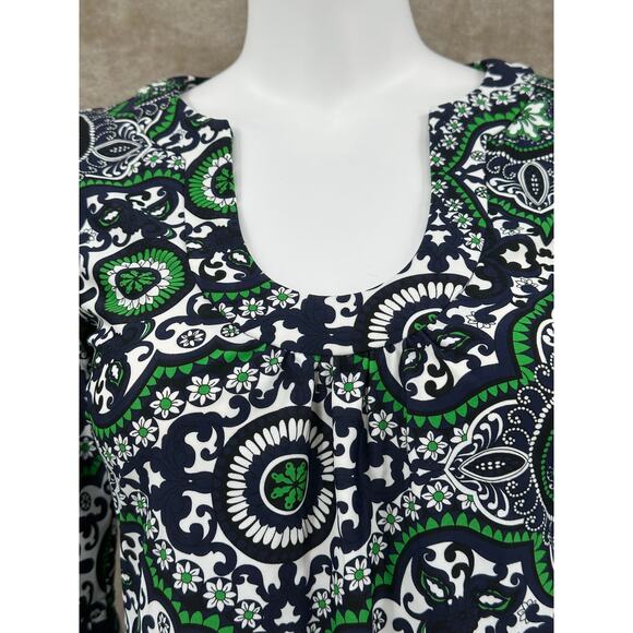 Jude Connally Dress Womens Small Green Navy Shift Geometric Jude Cloth Stretch - Picture 2 of 10